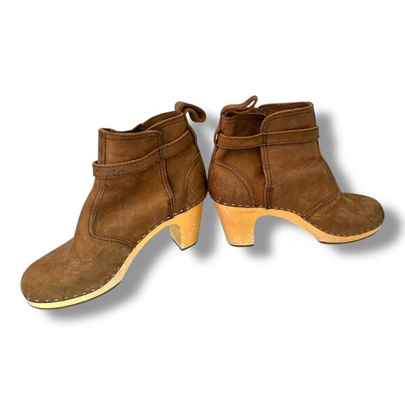 Swedish Hasbeens Sz 38 7.5 High Heel Jodhpur Booties Brown Leather Ankle Boot - Picture 2 of 10